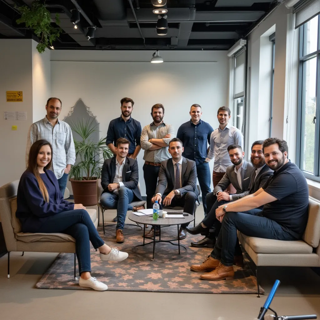 Équipe au complet dans les bureaux